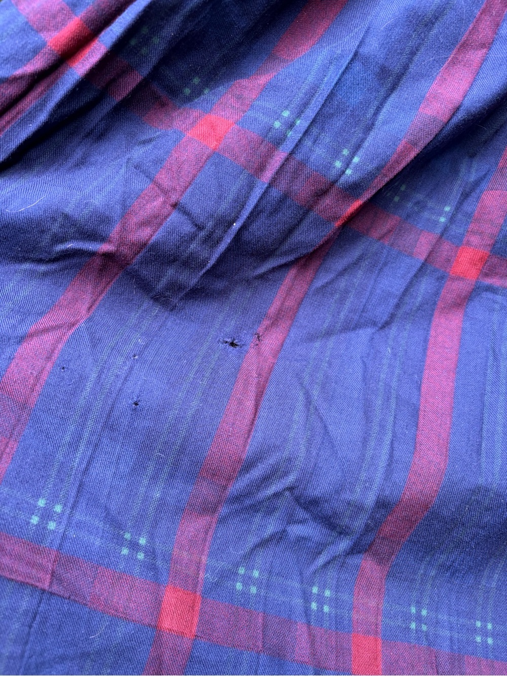 Yves Saint Laurent Navy and Red Plaid Midi Skirt with Gold Buttons - Picture 5 of 6